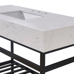 Altair 48. in Engineered Stone Vanity Top in Aosta White Apron with White Sink