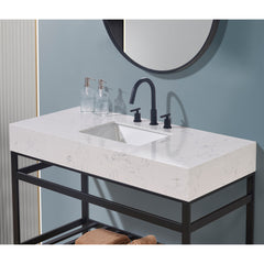Altair 48. in Engineered Stone Vanity Top in Aosta White Apron with White Sink