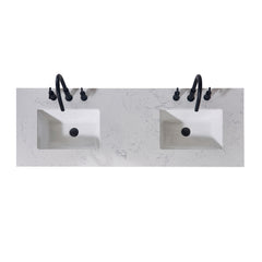 Altair 60. in Engineered Stone Vanity Top in Aosta White Apron with White Sink