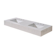 Altair 60. in Engineered Stone Vanity Top in Aosta White Apron with White Sink