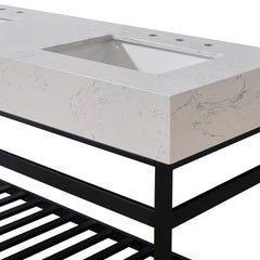 Altair 60. in Engineered Stone Vanity Top in Aosta White Apron with White Sink