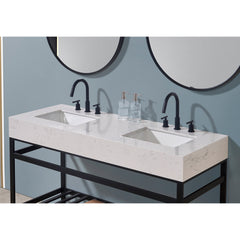 Altair 60. in Engineered Stone Vanity Top in Aosta White Apron with White Sink