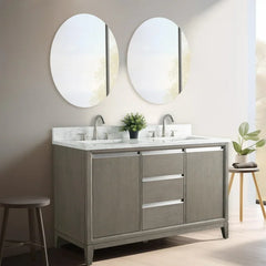 Vanity Art 54-Inch Bathroom Vanity: Double Sink, Ceramic Top, Soft-Closing Doors & Drawers, Solid Wood Frame - CVH54D