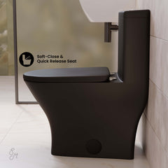 Swiss Madison Sublime II One-Piece 10" Rough-in 1.1/1.6 GPF Dual Top Flush Round Compact Toilet in Matte Black - SM-1T277MB