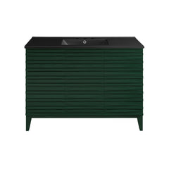 Swiss Madison Cascade 48" Freestanding Bathroom Vanity in Green Oak with Black 3-Hole Widespread Sink Top - SM-BV557GA-3WMB