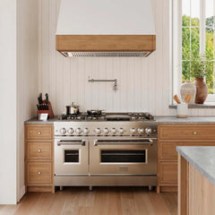 ZLINE 48 in. 6.0 cu. ft. Legacy Dual Fuel Range with Gas Cooktop and 2 Electric Ovens in Stainless Steel with 6 Brass Burners - RA-BR-48