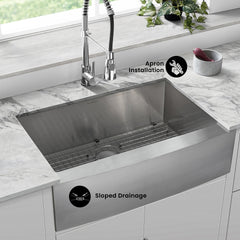 Swiss Madison Rivage 30" x 21" Stainless Steel, Single Basin, Farmhouse Kitchen Sink with Apron - SM-KS759 - The Home Selection