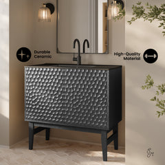 Swiss Madison Bosse 36" Freestanding Bathroom Vanity with Black Sink Top - SM-BV8802