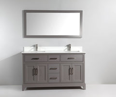 Bath Vanity  with Engineered Marble Top in White with Basin and Mirror - VA1060D