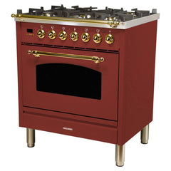 Hallman 30 in. Single Oven All Gas Italian Range, Brass Trim HGR30BS