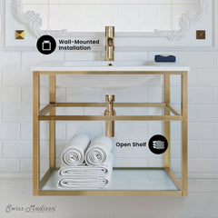 Swiss Madison Pierre 30 Single, Open Shelf, Metal Frame Bathroom Vanity - SM-BV556 - The Home Selection