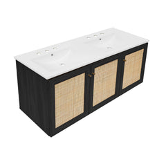 Swiss Madison Classe 48" Wall-Mounted Bathroom Vanity with 3-Hole Widespread Double Basin Sink Top - SM-BV2807