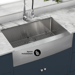 Swiss Madison Rivage 33" x 21" Stainless Steel, Single Basin, Farmhouse Kitchen Sink with Apron - SM-KS758 - The Home Selection
