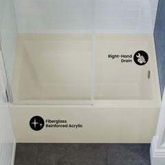 Swiss Madison Voltaire 48" X 32" Right-Hand Drain Alcove Bathtub with Apron in Bisque - SM-AB551BQ - The Home Selection