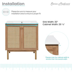 Swiss Madison Classe 30" Freestanding Bathroom Vanity in Golden Oak with Sink Top - SM-BV664