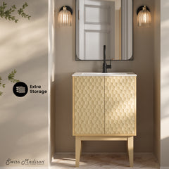 Swiss Madison Bosse 24" Freestanding Bathroom Vanity in Natural Oak with Sink Top - SM-BV8801NO