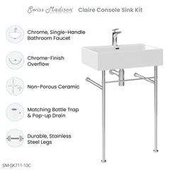 Swiss Madison Well Made Forever SM-SK711-10C - Claire 24 Ceramic Console Sink Bundle - SM-SK711-10C - The Home Selection