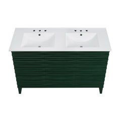 Swiss Madison Cascade 48" Freestanding Bathroom Vanity in Green Oak with 3-Hole Widespread Double Basin Sink Top - SM-BV557GA-D3W