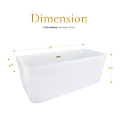 Altair Groda 63" x 30" Flatbottom Freestanding Acrylic Soaking Bathtub with Drain and Overflow - 52863-BAT-WH