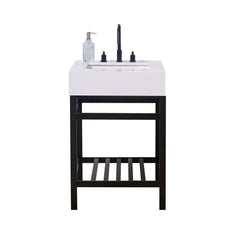Altair 24. in Engineered Stone Vanity Top in Snow White Apron with White Sink