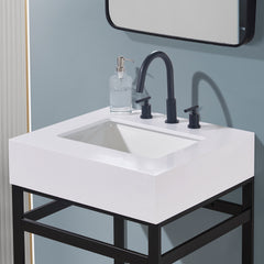 Altair 24. in Engineered Stone Vanity Top in Snow White Apron with White Sink