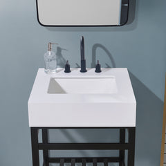 Altair 24. in Engineered Stone Vanity Top in Snow White Apron with White Sink