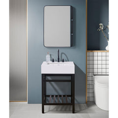 Altair 24. in Engineered Stone Vanity Top in Snow White Apron with White Sink