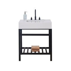 Altair 30. in Engineered Stone Vanity Top in Snow White Apron with White Sink