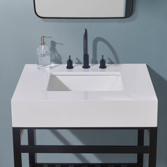 Altair 30. in Engineered Stone Vanity Top in Snow White Apron with White Sink