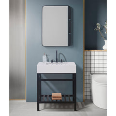Altair 30. in Engineered Stone Vanity Top in Snow White Apron with White Sink