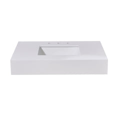 Altair 36. in Engineered Stone Vanity Top in Snow White Apron with White Sink