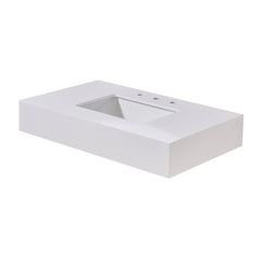 Altair 36. in Engineered Stone Vanity Top in Snow White Apron with White Sink