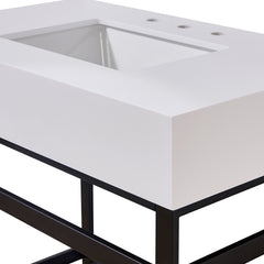 Altair 36. in Engineered Stone Vanity Top in Snow White Apron with White Sink