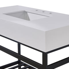 Altair 42. in Engineered Stone Vanity Top in Snow White Apron with White Sink