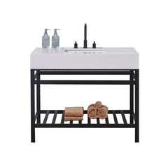 Altair 42. in Engineered Stone Vanity Top in Snow White Apron with White Sink