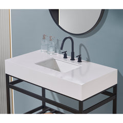 Altair 42. in Engineered Stone Vanity Top in Snow White Apron with White Sink