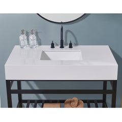 Altair 42. in Engineered Stone Vanity Top in Snow White Apron with White Sink