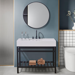 Altair 42. in Engineered Stone Vanity Top in Snow White Apron with White Sink