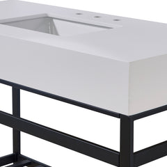 Altair 48. in Engineered Stone Vanity Top in Snow White Apron with White Sink