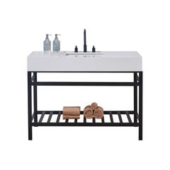 Altair 48. in Engineered Stone Vanity Top in Snow White Apron with White Sink