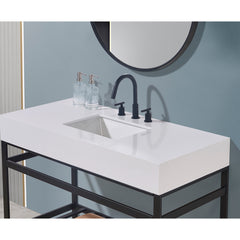 Altair 48. in Engineered Stone Vanity Top in Snow White Apron with White Sink
