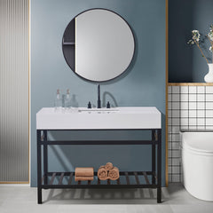 Altair 48. in Engineered Stone Vanity Top in Snow White Apron with White Sink