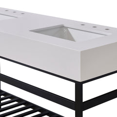 Altair 60. in Engineered Stone Vanity Top in Snow White Apron with White Sink