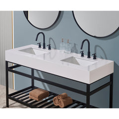 Altair 60. in Engineered Stone Vanity Top in Snow White Apron with White Sink