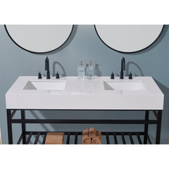 Altair 60. in Engineered Stone Vanity Top in Snow White Apron with White Sink