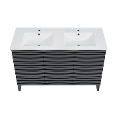 Swiss Madison Cascade 48 in. Black Oak, Double Basin Bathroom Vanity With White Ceramic Sink Top - SM-BV557BD