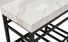 Altair 48 in. Sintered Stone Vanity Top in Calacatta White Apron with White Sink