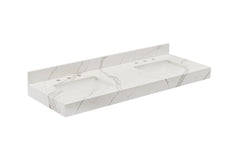 Altair 60. in Sintered Stone Vanity Top in Calacatta White Apron with White Sink