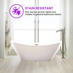 Vanity Art 71" x 33" Freestanding Soaking Bathtub with Modern Design, Overflow, and Pop-up Drain, UPC Certified Acrylic - B8072