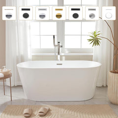 Vanity Art 59" Freestanding Bathtub – Overflow W/Chrome Finish and Adjustable Leveling Legs - B8151